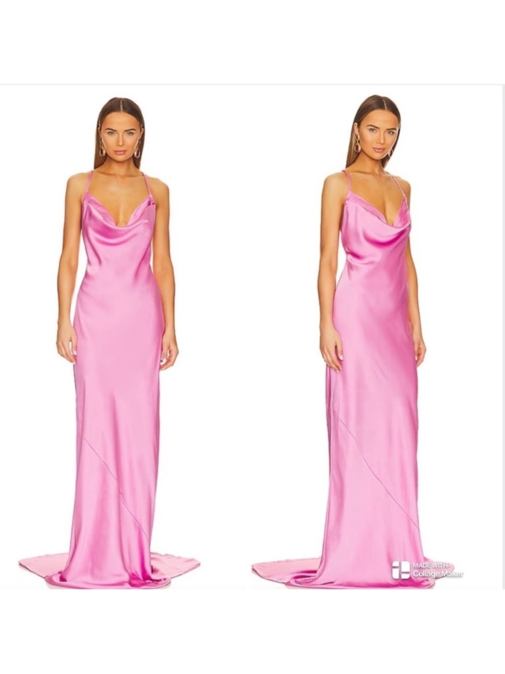 NEW Norma Kamali X Revolve cross back bias gown in candy pink NWOT